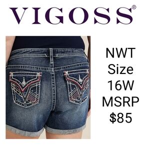 NWT Vigoss Americana Heritage Mid Rise 6in Short Plus Size 16W